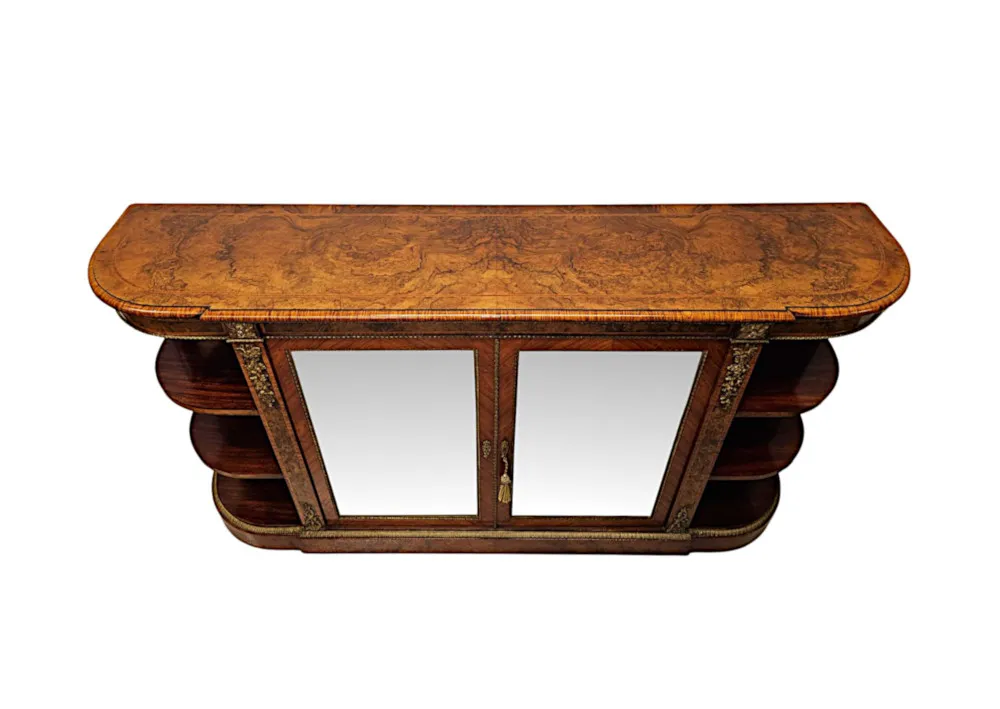 A Very Rare 19th Century Large Inlaid Burr Walnut Credenza Stamped 'Gillows' 