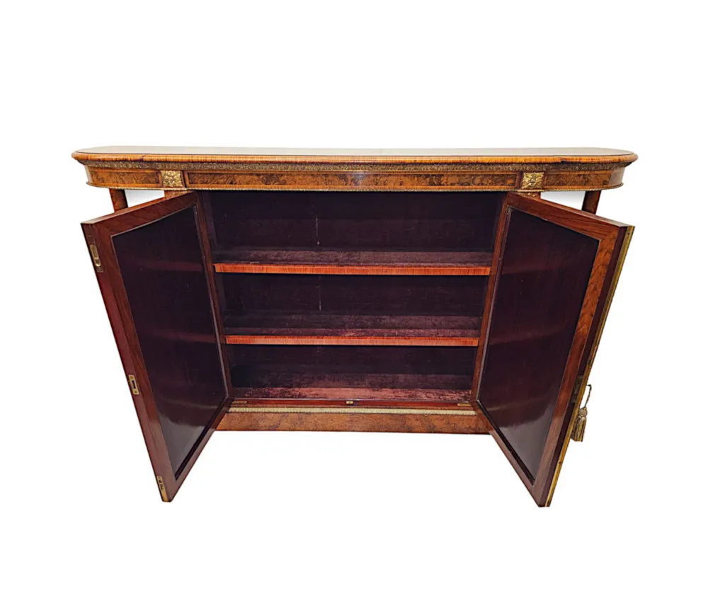 A Very Rare 19th Century Large Inlaid Burr Walnut Credenza Stamped 'Gillows' 