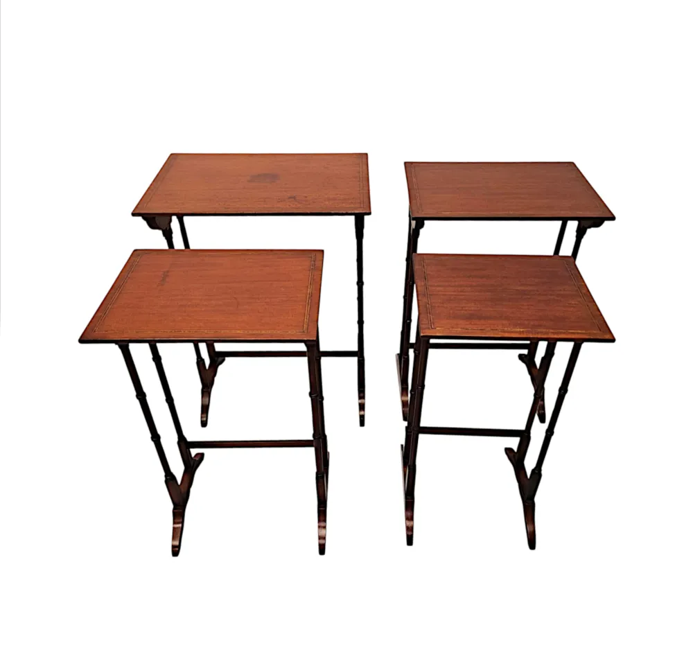 A Gorgeous Edwardian Inlaid Nest of Four Tables