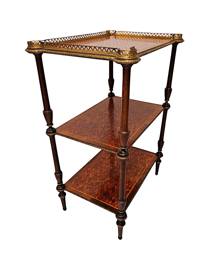 A Very Rare 19th Century Three Tier Whatnot Inlaid Parquetry Detail and Ormolu Mounts 