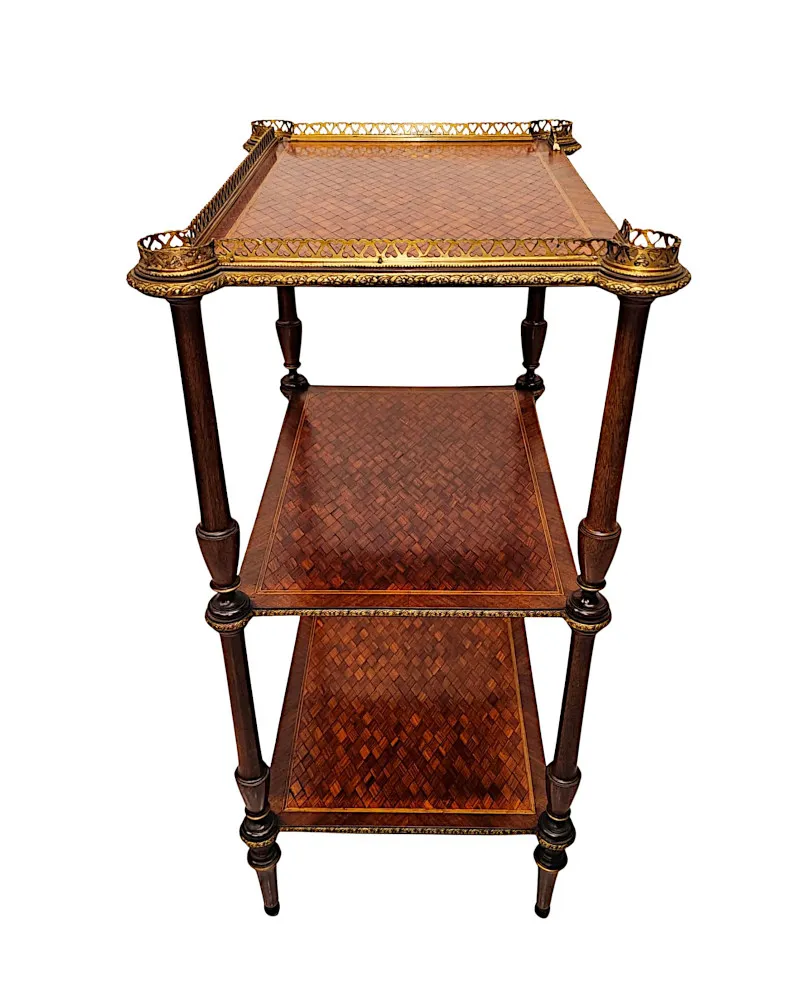 A Very Rare 19th Century Three Tier Whatnot Inlaid Parquetry Detail and Ormolu Mounts 
