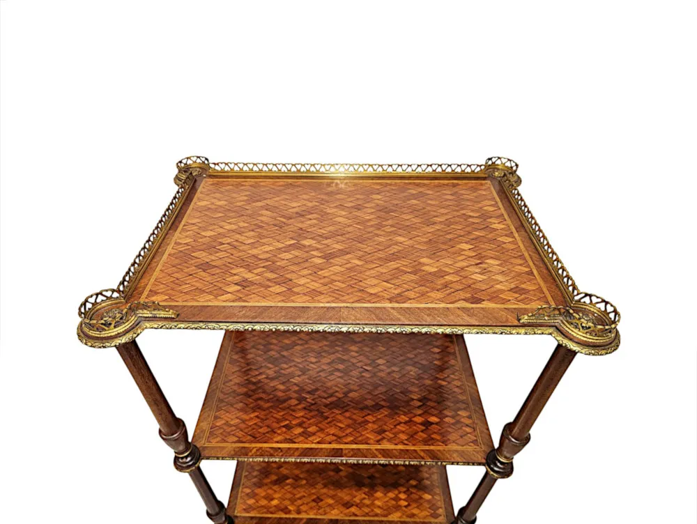 A Very Rare 19th Century Three Tier Whatnot Inlaid Parquetry Detail and Ormolu Mounts 