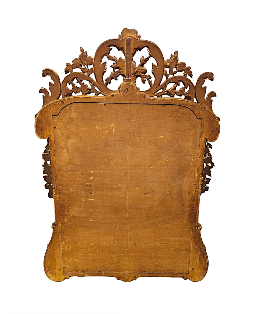 A Stunning 19th Century Giltwood Hall or Bathroom Mirror with Flower and Leaf Detail
