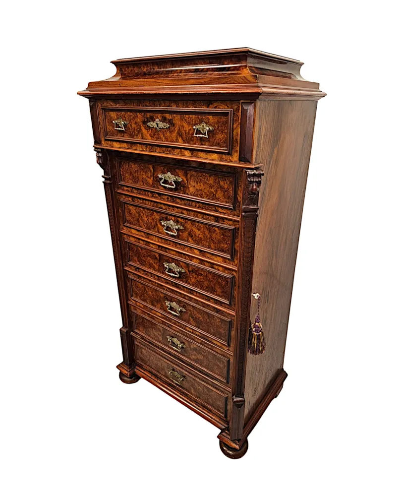 A Very Rare 19th Century Massive Wellington Style Chest of Tall Drawers