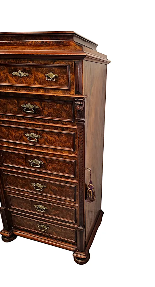 A Very Rare 19th Century Massive Wellington Style Chest of Tall Drawers
