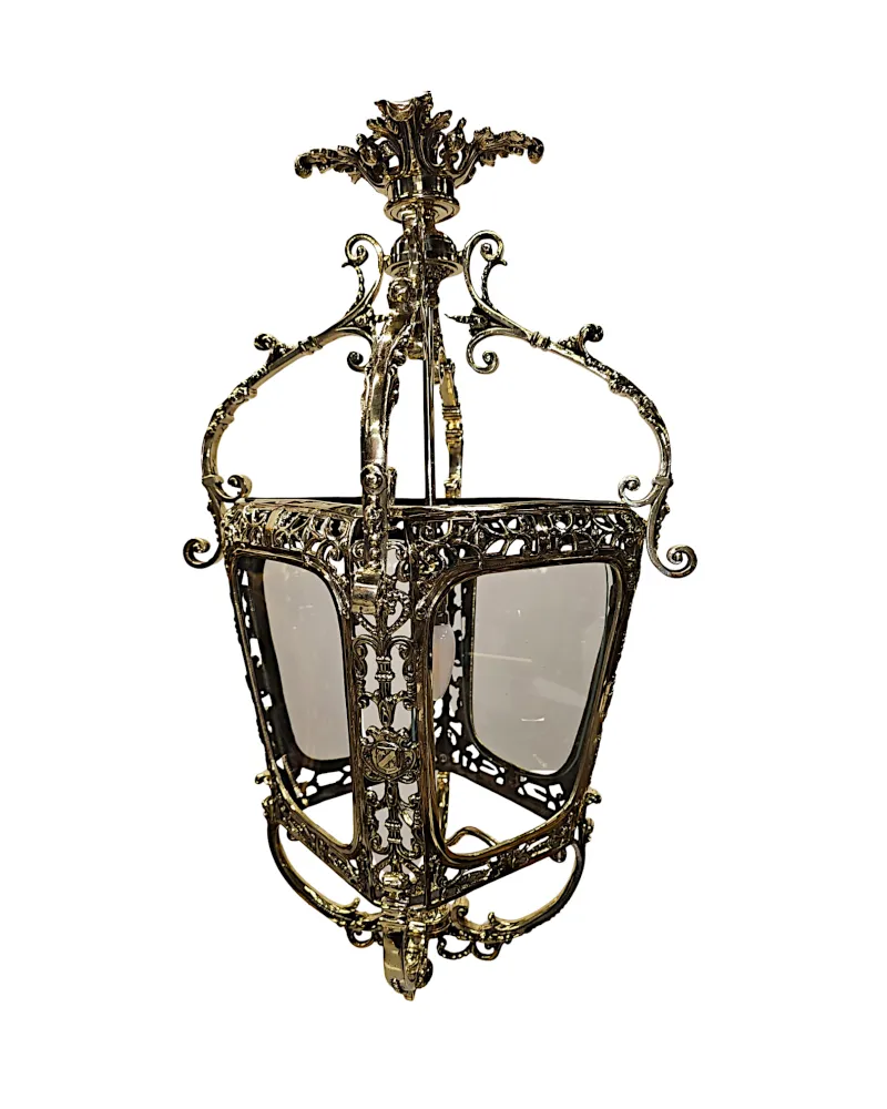 A Very Fine 19th Century Fully Restored and Rewired Brass and Glass Lantern 