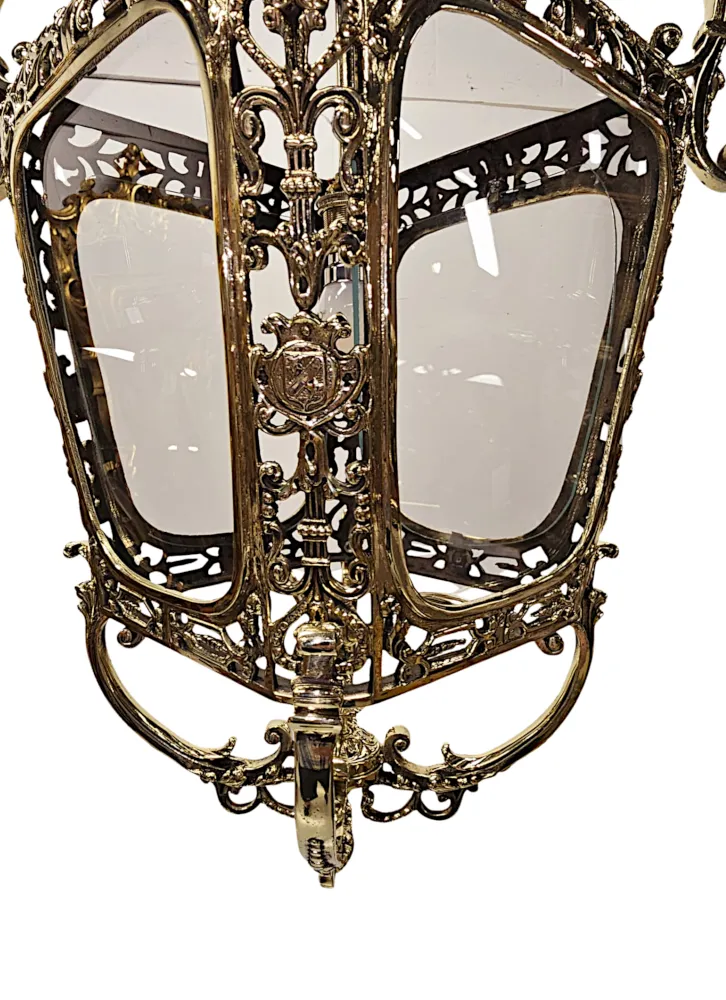 A Very Fine 19th Century Fully Restored and Rewired Brass and Glass Lantern 