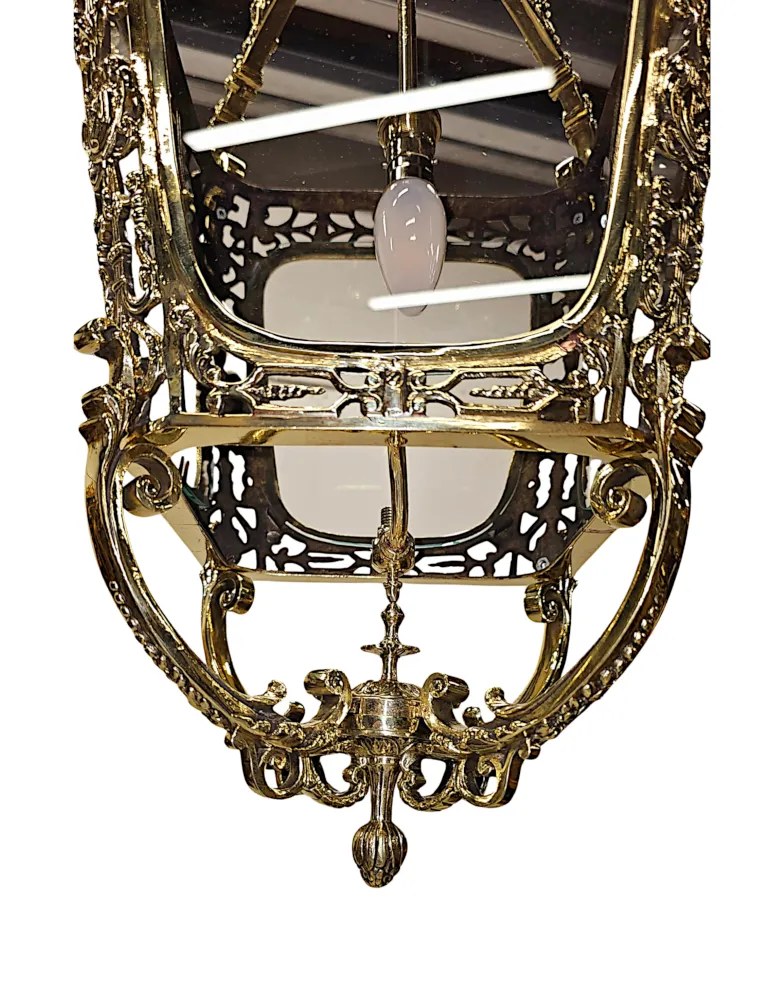 A Very Fine 19th Century Fully Restored and Rewired Brass and Glass Lantern 