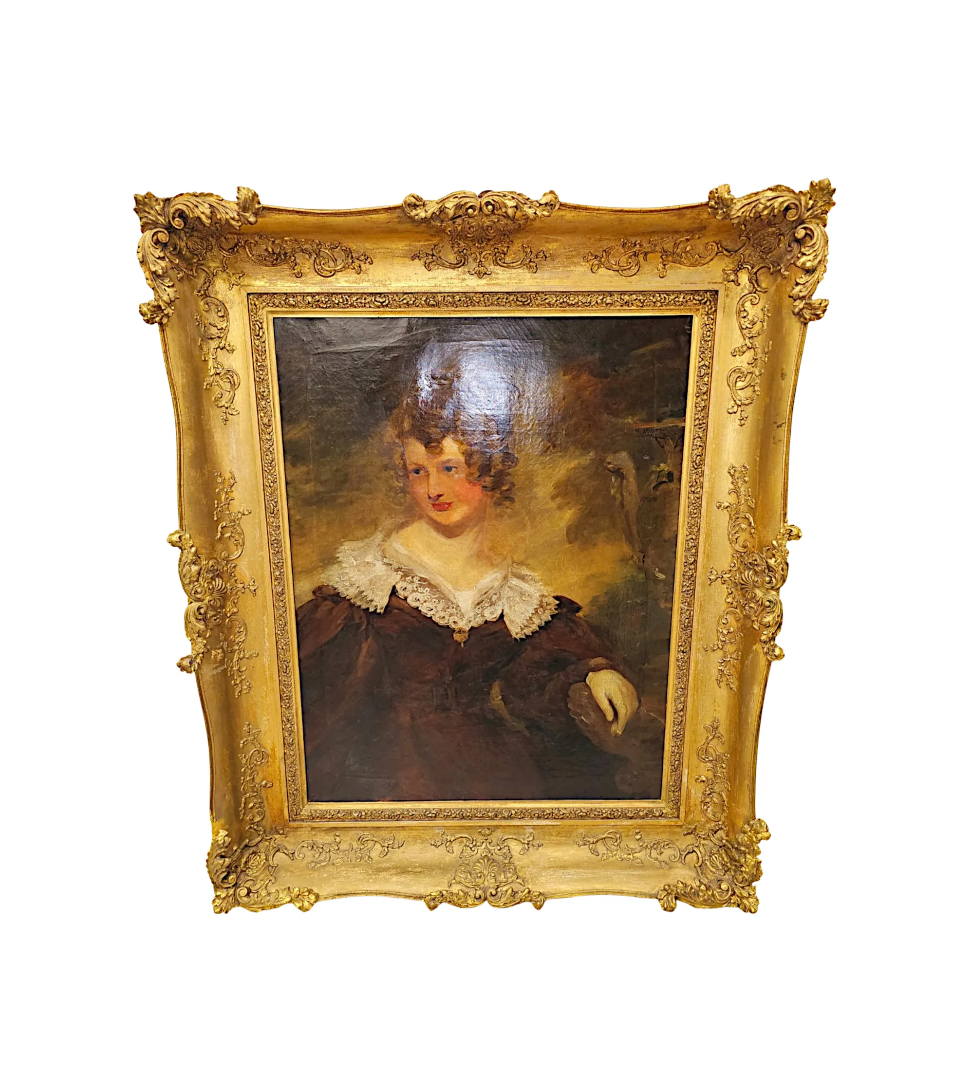 A Very Rare Pair of 19th Century Giltwood Framed Irish Country House Portraits