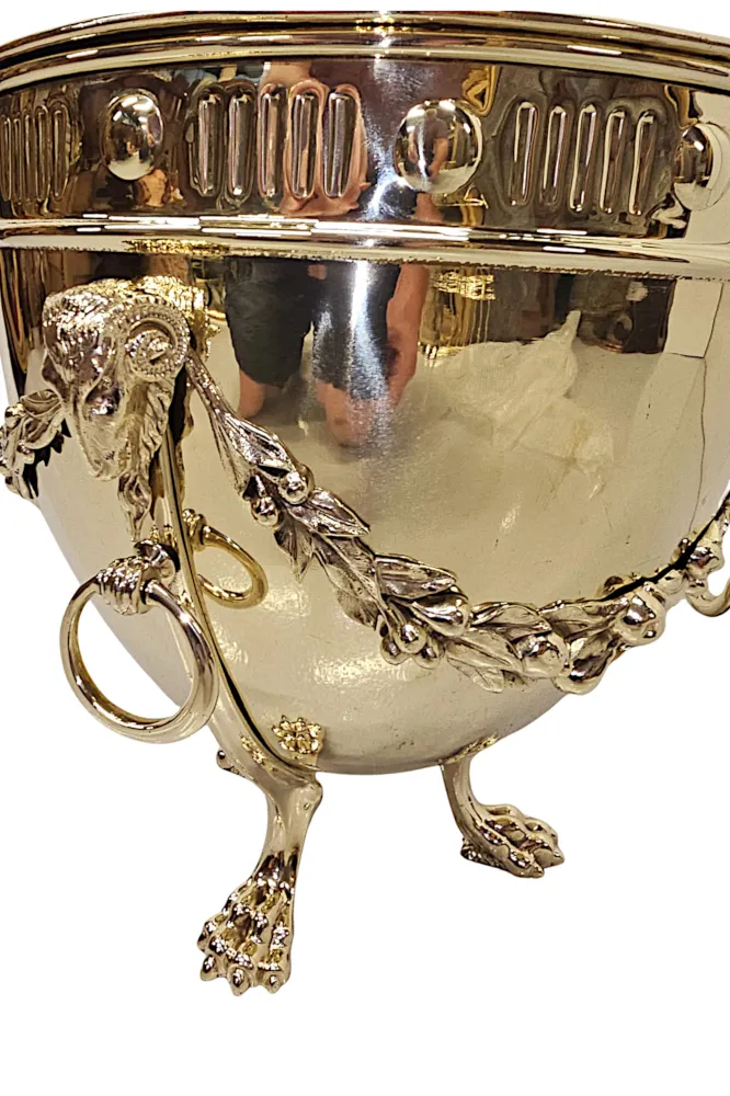 A Very Rare 19th Century Lidded Coal Bucket With Rams Head and Paw Detail