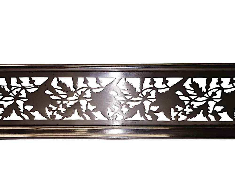 A Very Rare and Fine Large Size 19th Century Polished Steel Fender