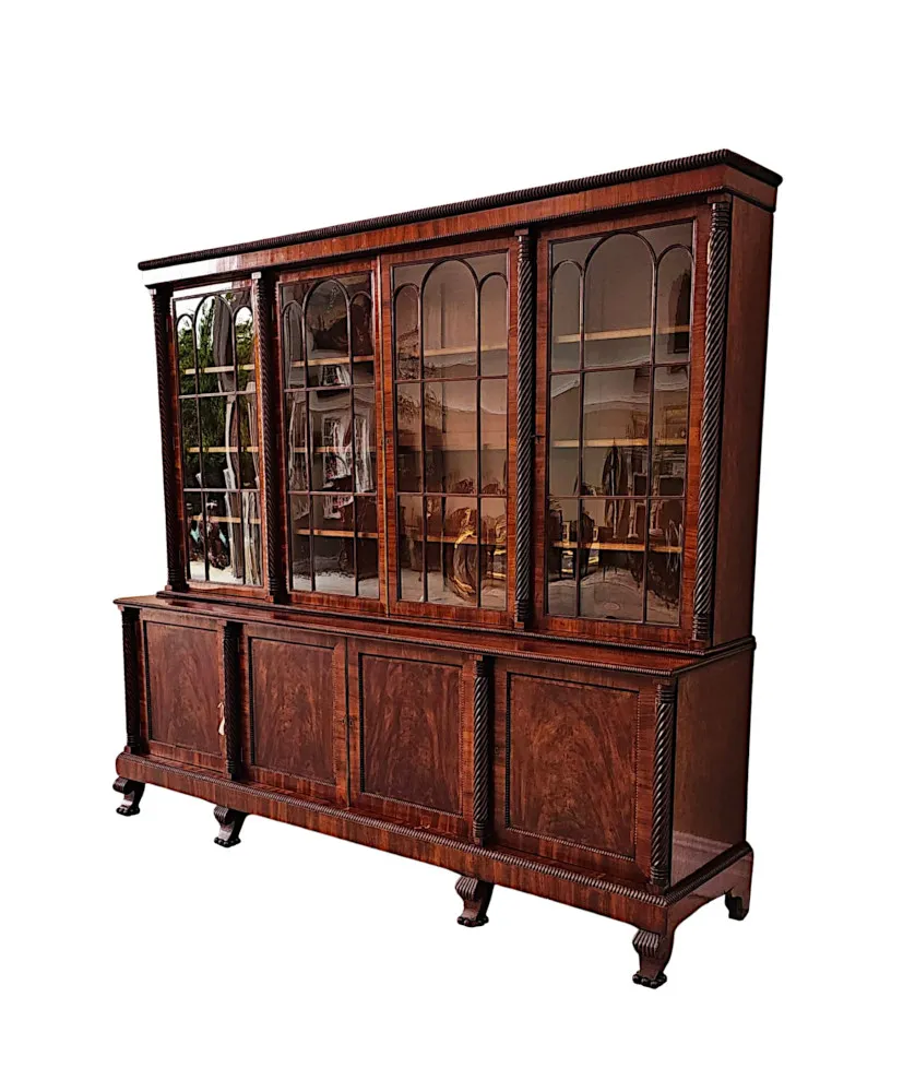 A Very Rare Early 19th Century Irish Flame Mahogany Bookcase