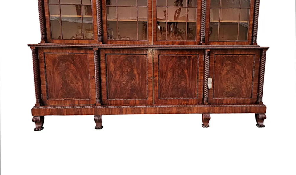 A Very Rare Early 19th Century Irish Flame Mahogany Bookcase