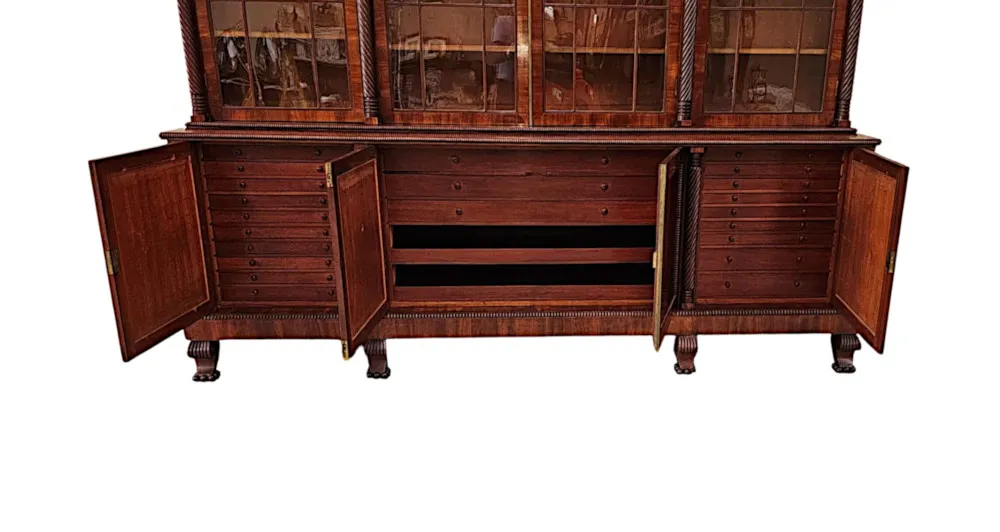 A Very Rare Early 19th Century Irish Flame Mahogany Bookcase