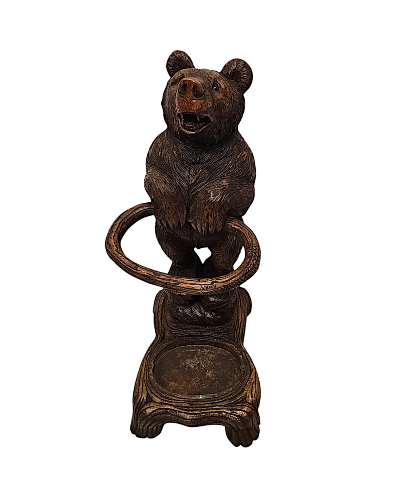 A Very Rare 19th Century Original Black Forest Bear Stick or Umbrella Stand