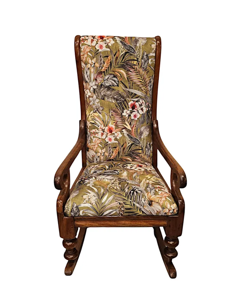  A Fabulous 19th Century Newly Upholstered Rocking Chair