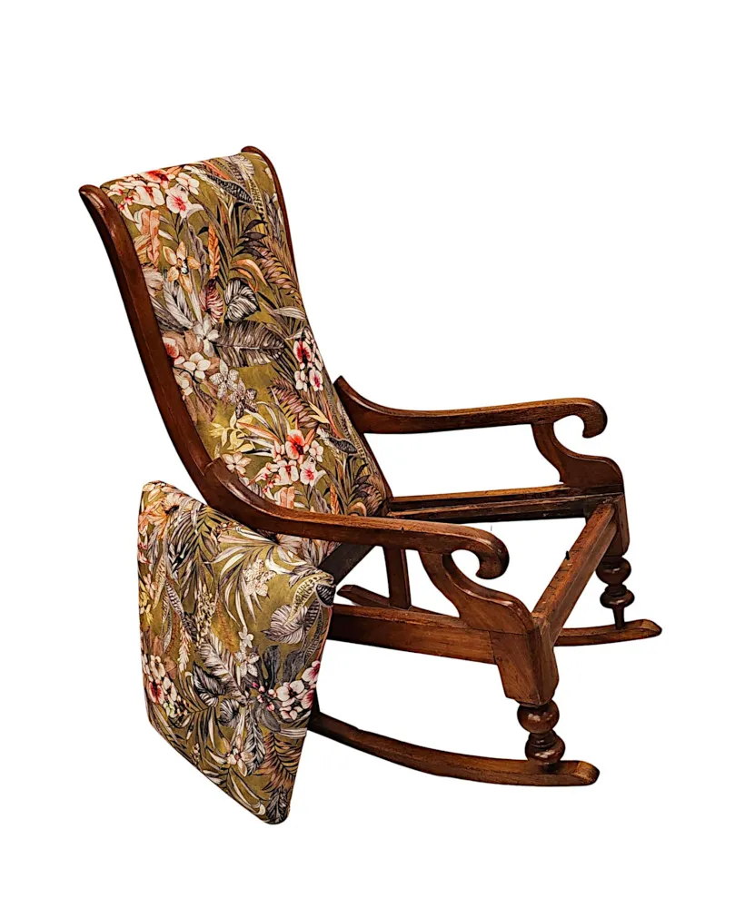  A Fabulous 19th Century Newly Upholstered Rocking Chair