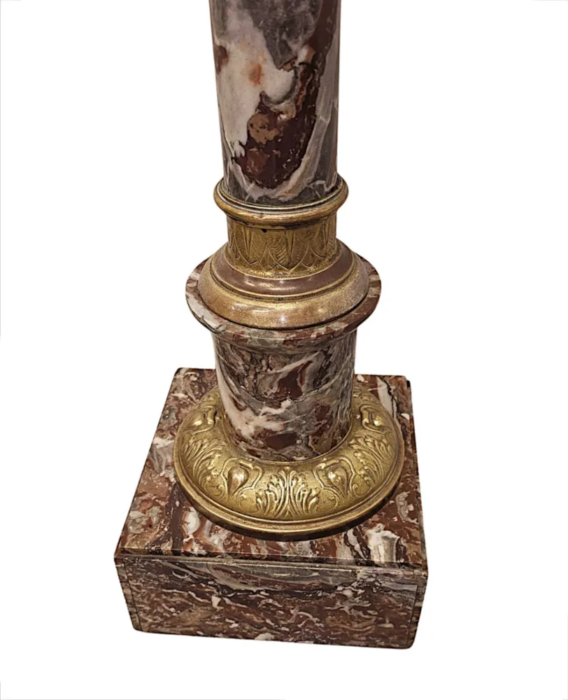  A Very Fine Pair of 19th Century Marble Bust or Urn Stands with Ormolu Mounts