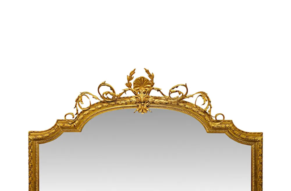 A Very Rare Large Size 19th Century Giltwood Overmantel Mirror
