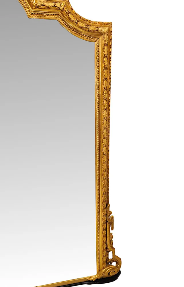 A Very Rare Large Size 19th Century Giltwood Overmantel Mirror