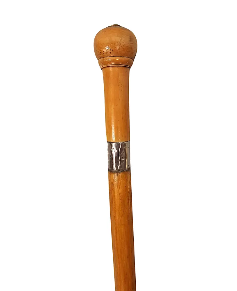 A Very Rare 19th Century Gadget Walking Cane with Concealed Game