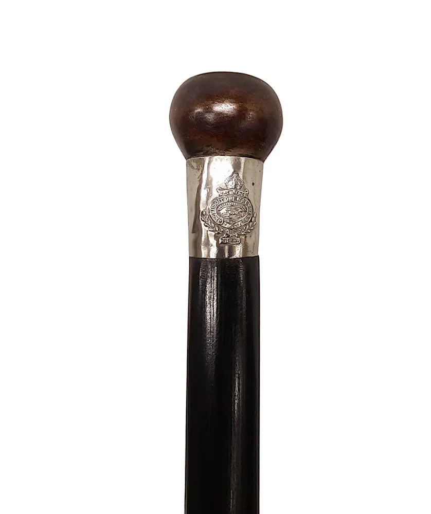 A Very Rare 19th Century Gadget Walking Cane with Cork Screw Handle with Built In Compass and Drinking Tube