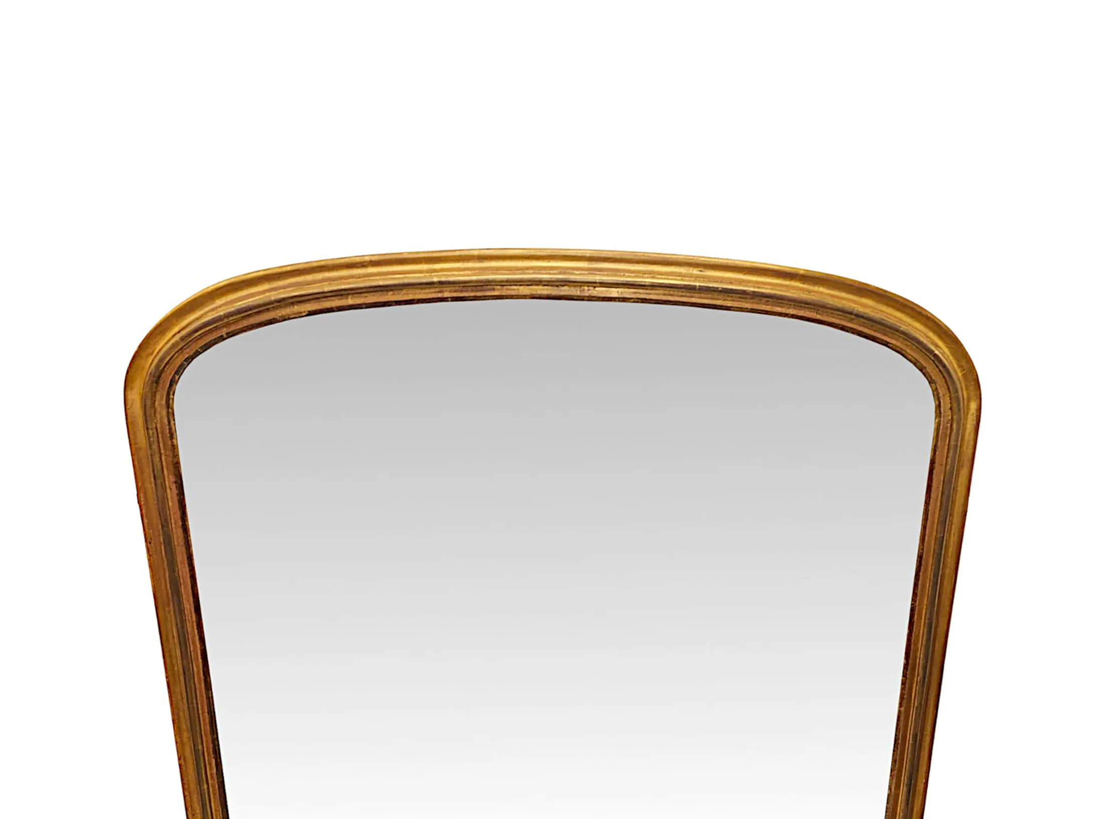 A Gorgeous Large 19th Century Simple Design Giltwood Archtop Overmantel Mirror