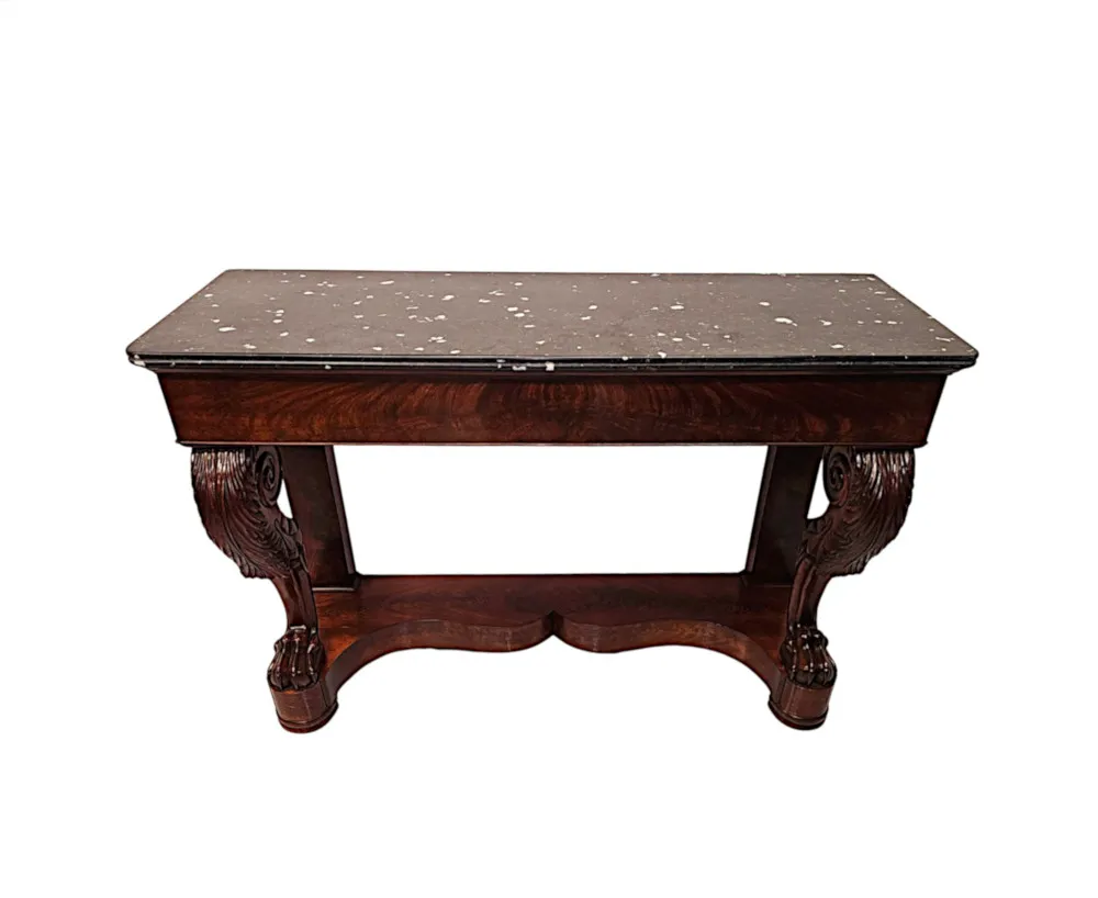  A Fabulous Irish 19th Century Marbelised Slate Top Console Table