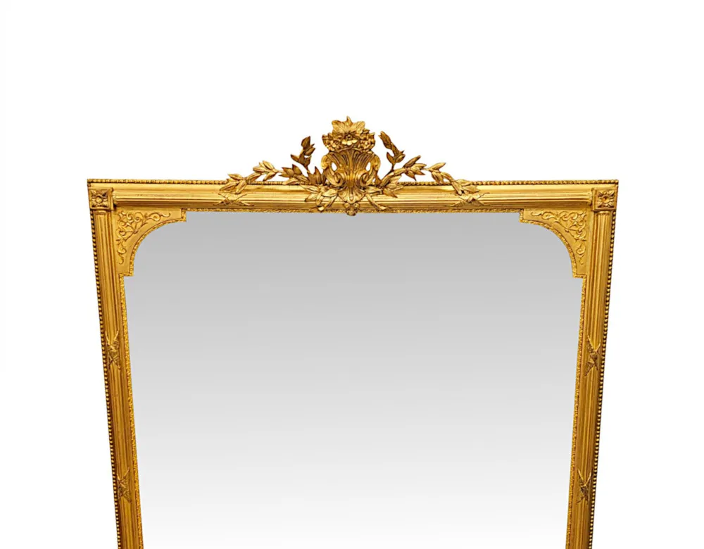A Stunning Large Size 19th Century Giltwood Overmantel Mirror