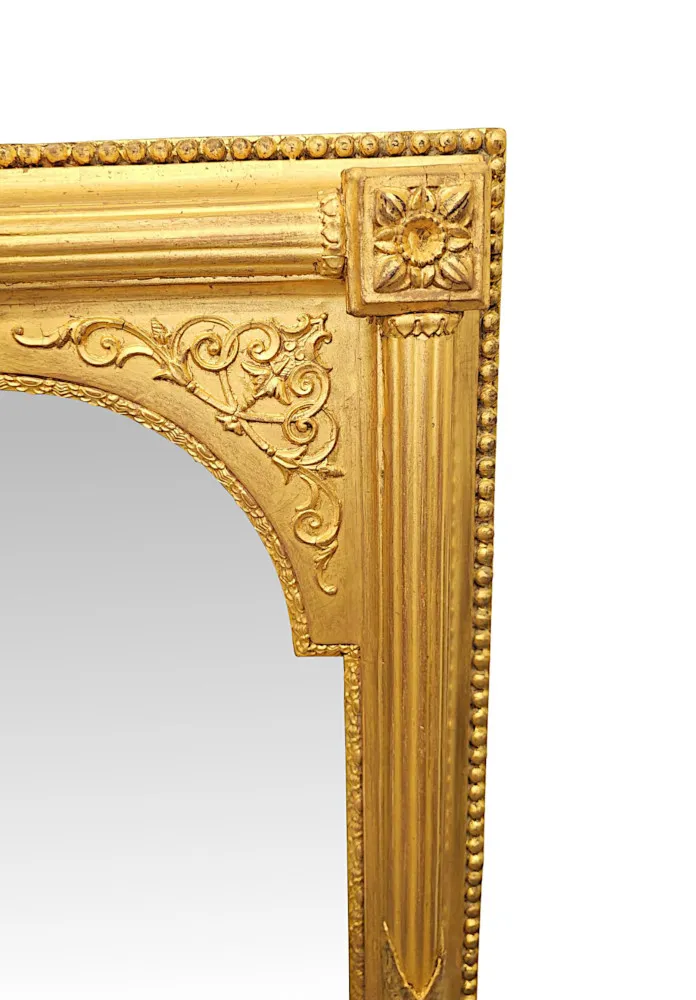 A Stunning Large Size 19th Century Giltwood Overmantel Mirror