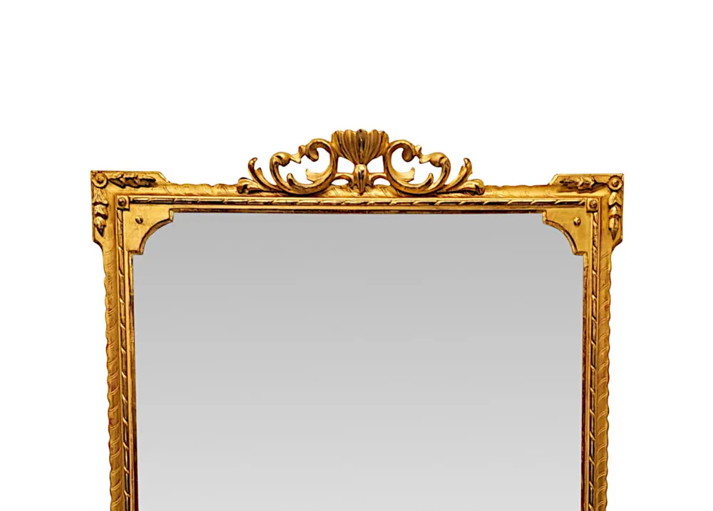 A Stunning Large Size 19th Century Giltwood Overmantel Mirror