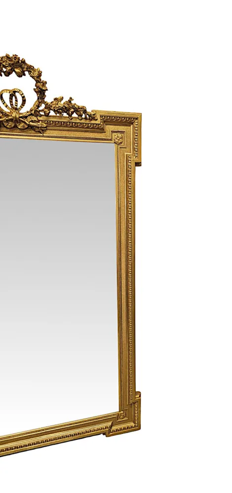  A Very Fine Large 19th Century Giltwood Hall or Overmantel Mirror With Ribbon Detail