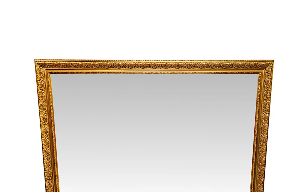A Very Fine and Unusual 19th Century Large Giltwood Overmantel Mirror of Simple Design