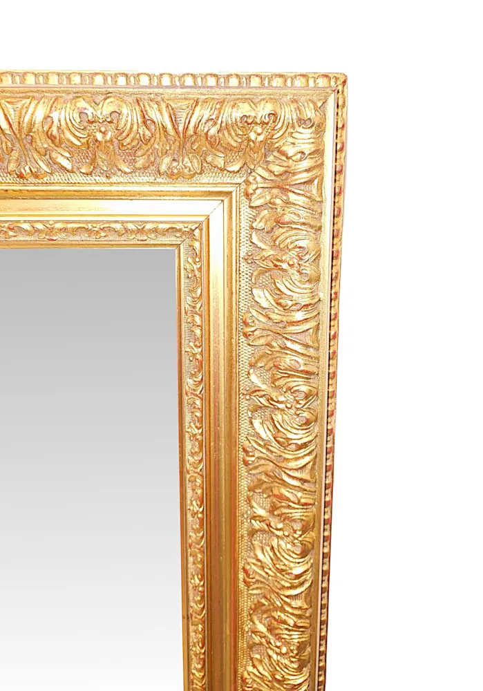 A Very Fine and Unusual 19th Century Large Giltwood Overmantel Mirror of Simple Design