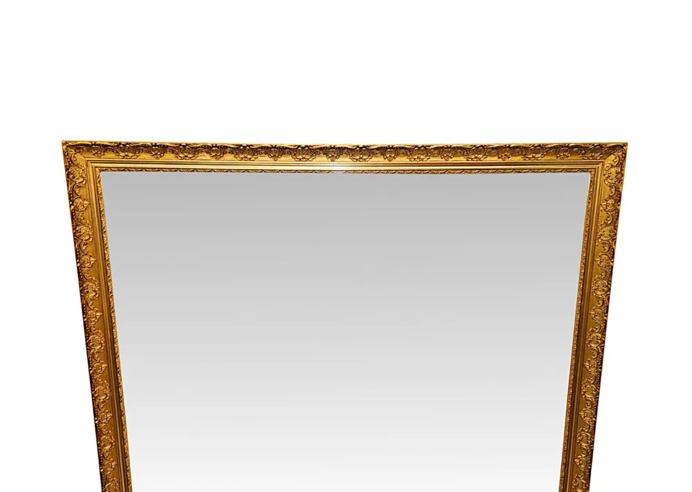 A Very Rare Pair of Early 20th Century Large Size Giltwood Overmantel Mirrors of Simple Design