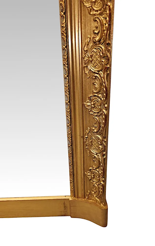 A Very Rare Pair of Early 20th Century Large Size Giltwood Overmantel Mirrors of Simple Design