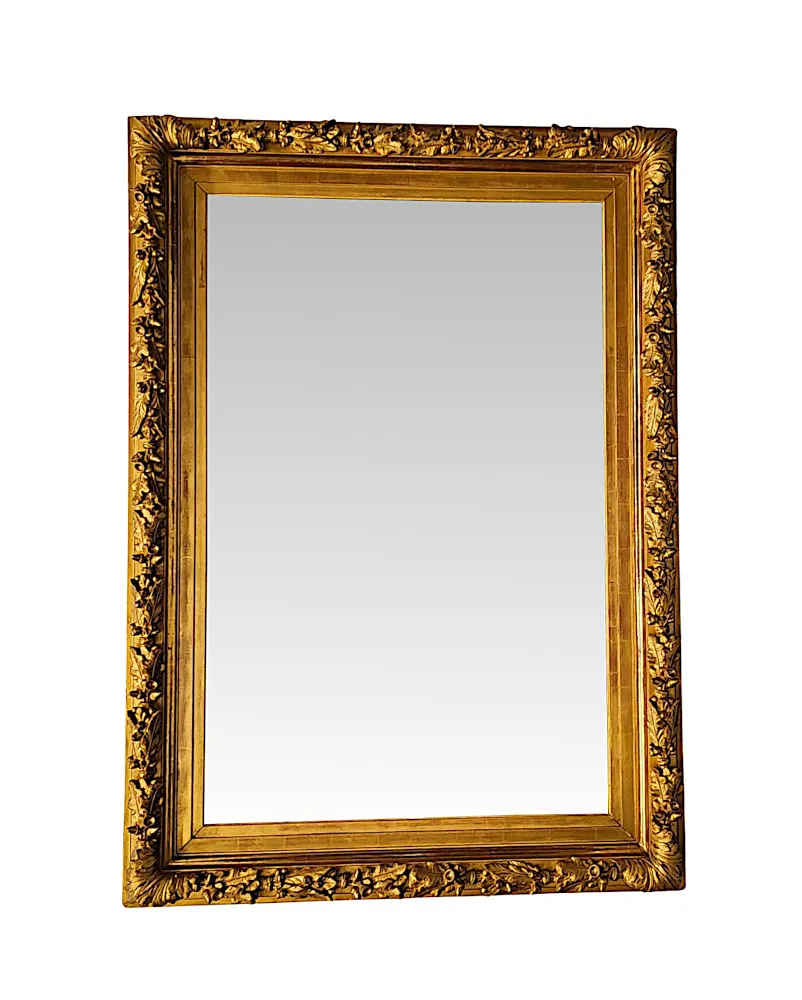A Gorgeous 19th Century Giltwood Hall or Overmantel Mirror with Acorn and Oak Leaf Detailing