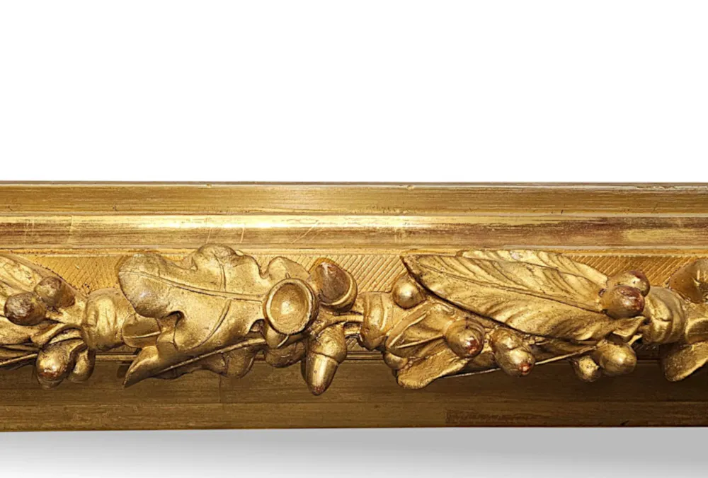 A Gorgeous 19th Century Giltwood Hall or Overmantel Mirror with Acorn and Oak Leaf Detailing