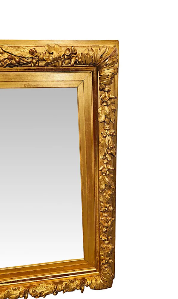 A Gorgeous 19th Century Giltwood Hall or Overmantel Mirror with Acorn and Oak Leaf Detailing