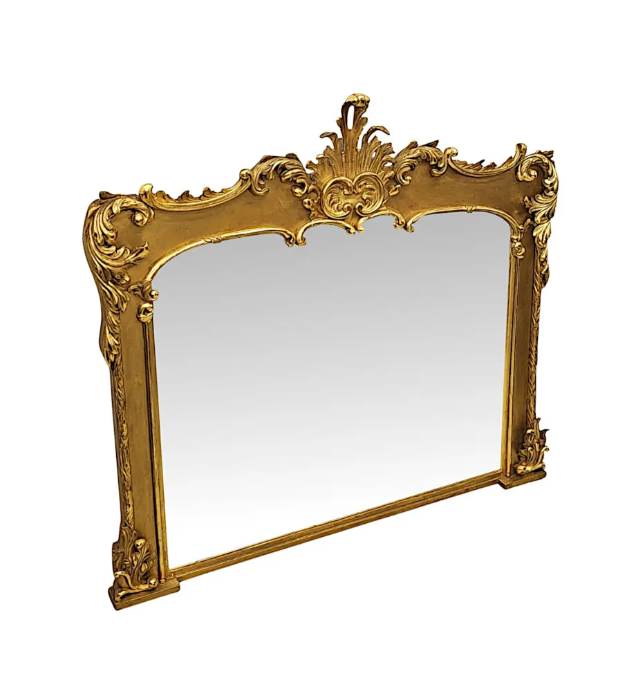 A Very Rare Early 19th Century Giltwood Overmantel Mirror