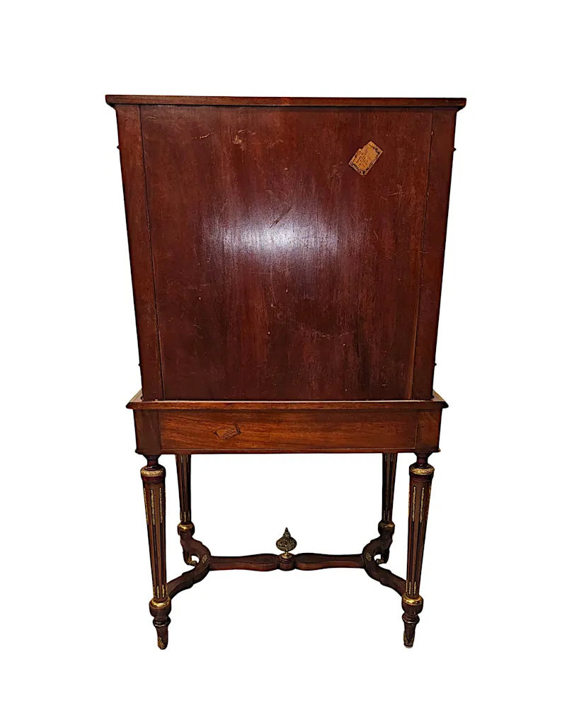 A Very Rare 19th Century French Marquetry Inlaid Bonheur Du Jour Ladies Desk with Ormolu Mounts
