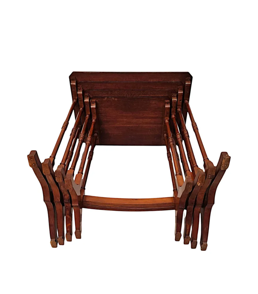 A Very Rare Edwardian Inlaid Satinwood and Mahogany Nest of Four Tables 