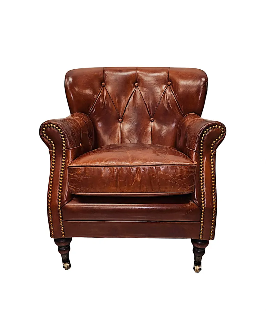 A Stunning Leather Armchair in the Victorian Manner