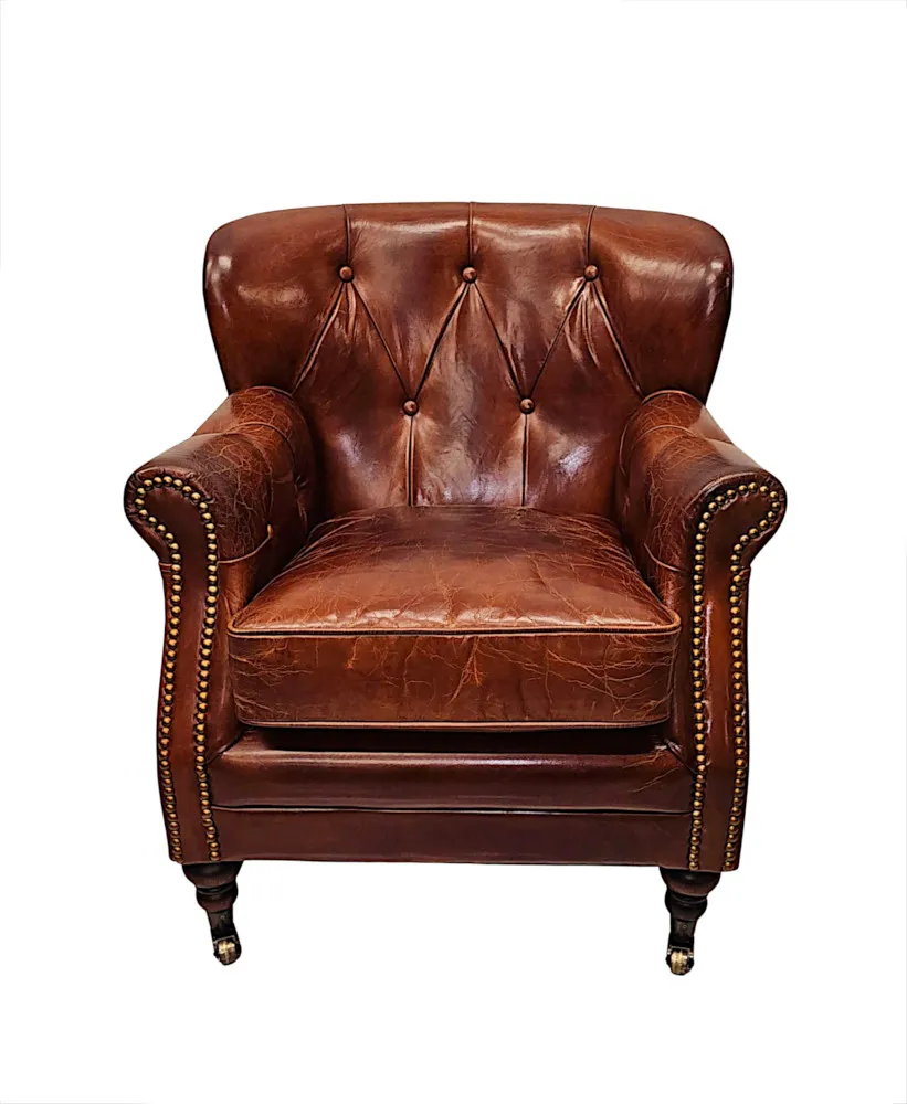 A Stunning Leather Armchair in the Victorian Manner