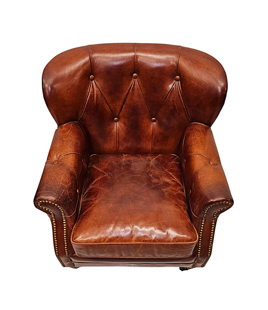 A Stunning Leather Armchair in the Victorian Manner
