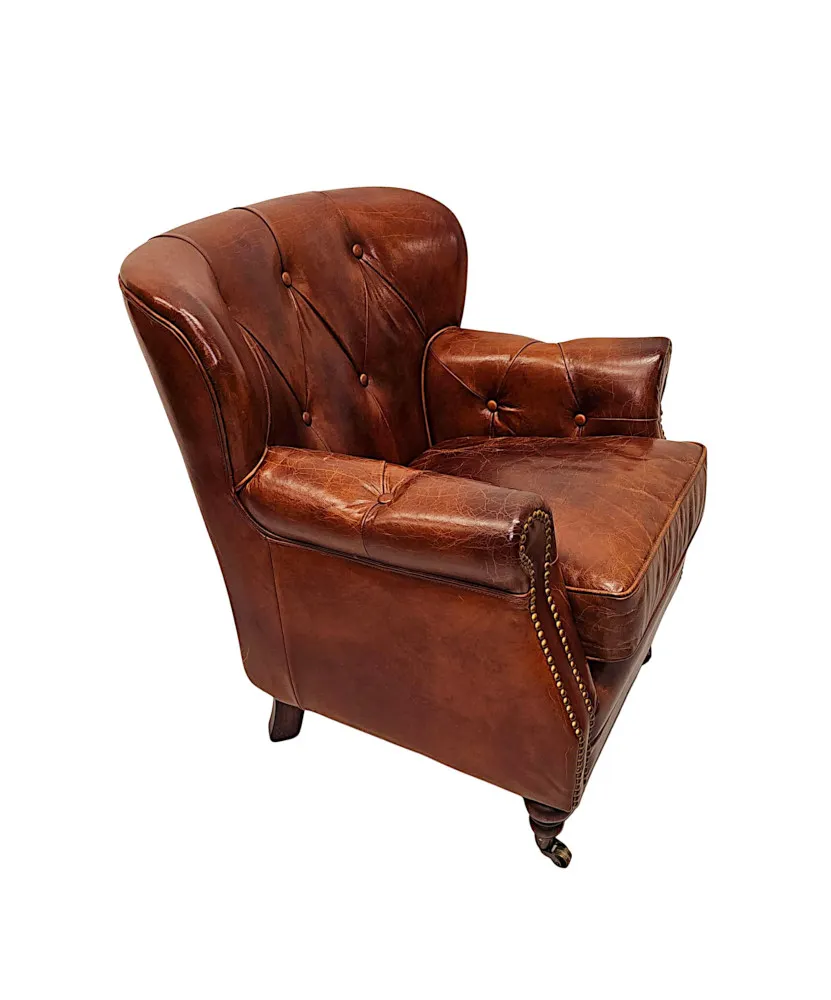 A Stunning Leather Armchair in the Victorian Manner