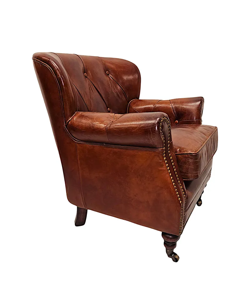 A Stunning Leather Armchair in the Victorian Manner