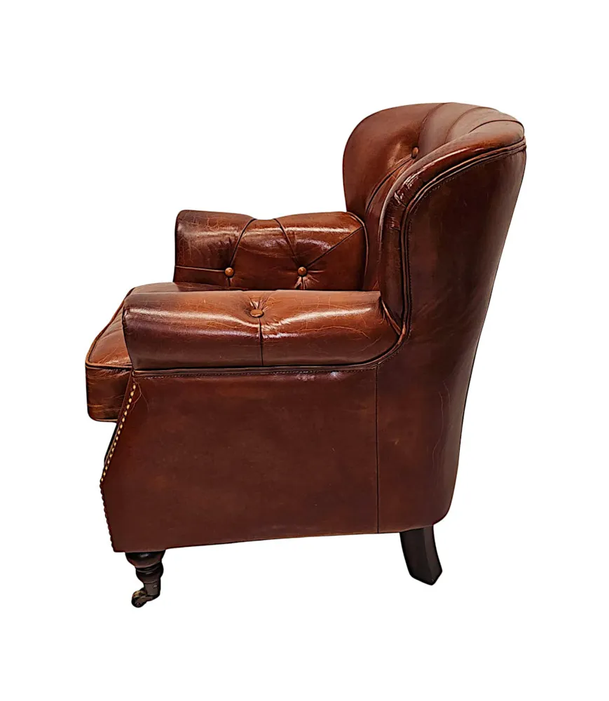 A Stunning Leather Armchair in the Victorian Manner