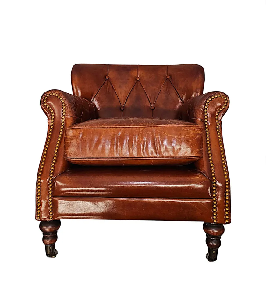 A Stunning Leather Armchair in the Victorian Manner