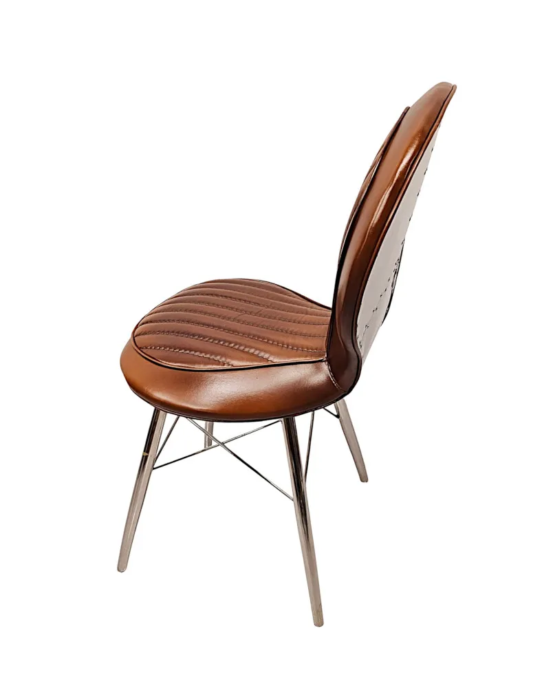  A Gorgeous Art Deco Design Leather and Chrome Dining Chair
